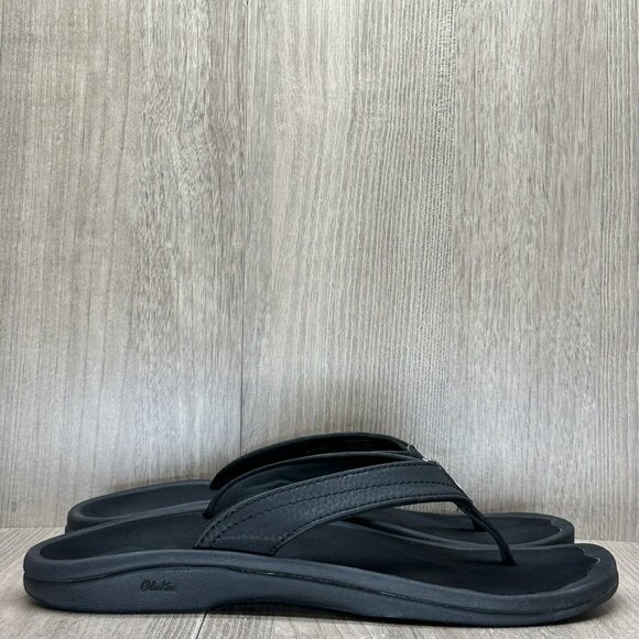 OluKai Shoes - Olukai Sandals Womens Size 9 Ohana Comfort Thong Flip Flop Synthetic Black